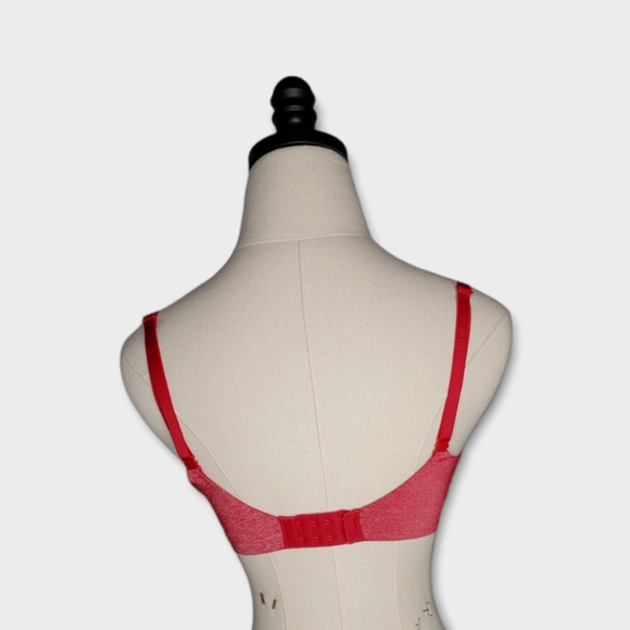 Victoria's Secret Uplift Semi Demi Plunge Heathered Red Bra Padded 34DD - Picture 8 of 12
